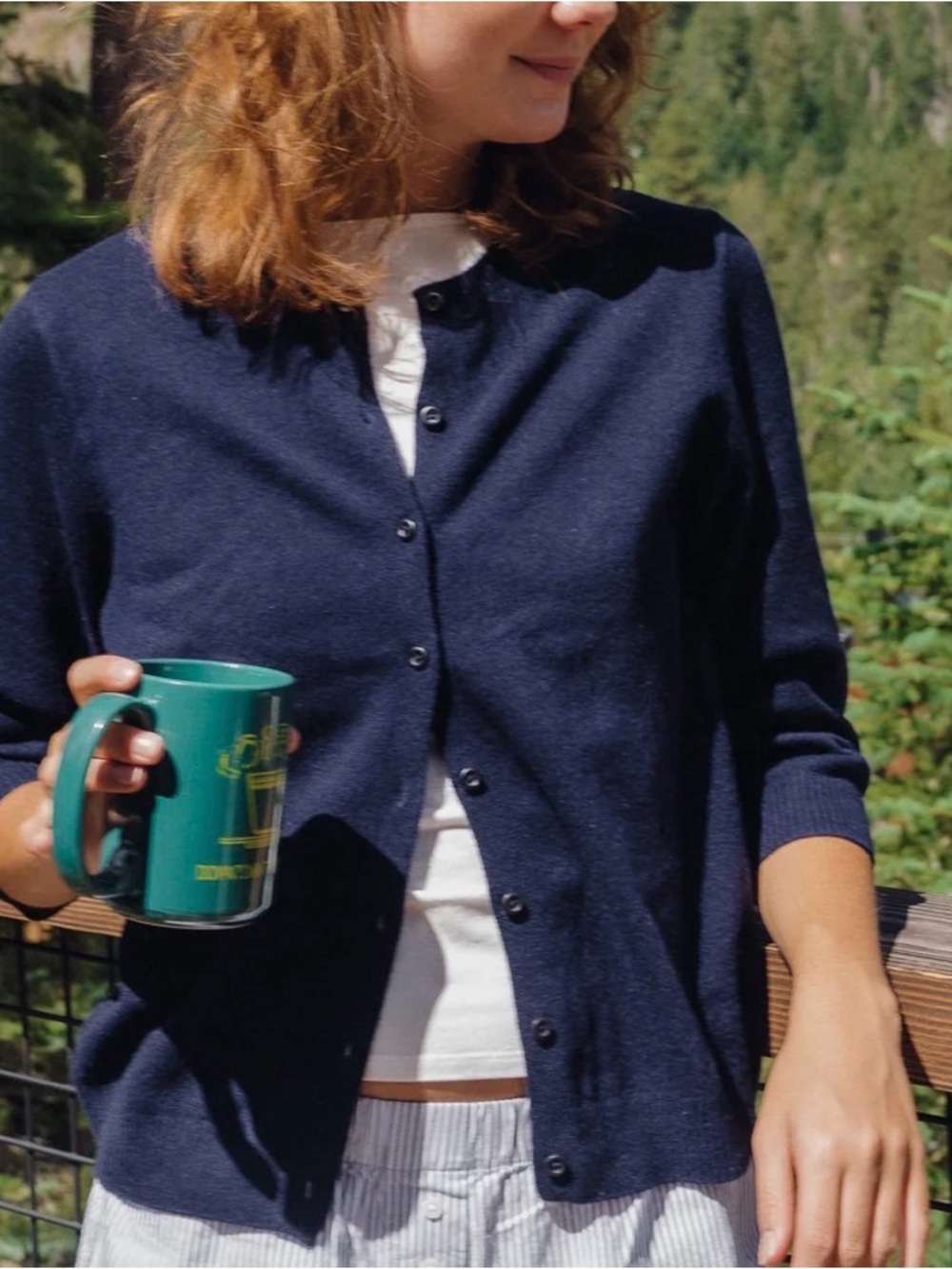Classic Navy Crewneck Button-Front Sweater - Women
